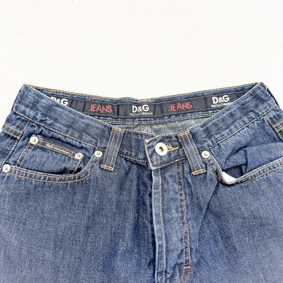 Dolce & Gabbana Wide Leg Denim Jeans Button Fly Dark Wash Size 27 - Picture 3 of 9